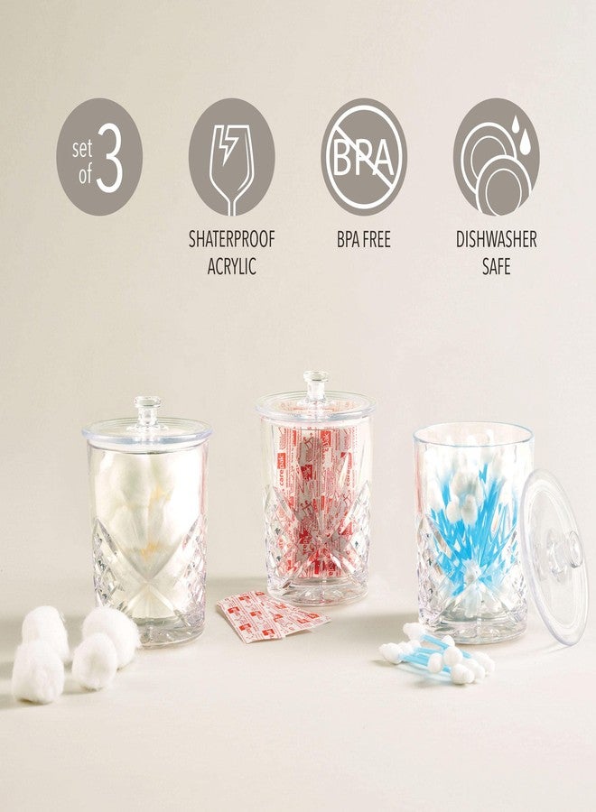 غودينغر مجموعة برطمانات تخزين جودينجر مع أغطية، مجموعة علب تخزين، برطمانات صيدلية، برطمان حلوى، علبة قهوة، حامل أعواد قطنية، إكسسوارات حمام، إكسسوارات مطبخ، أكريليك مقاوم للكسر - 11 أونصة، مجموعة من 3 قطع - Image 2